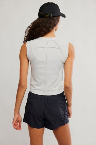 Love My Twist Muscle Tank in White Heather Grey