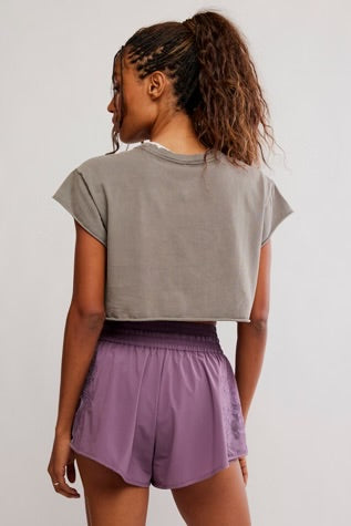 Hot Shot Cropped Tee in PEWTER