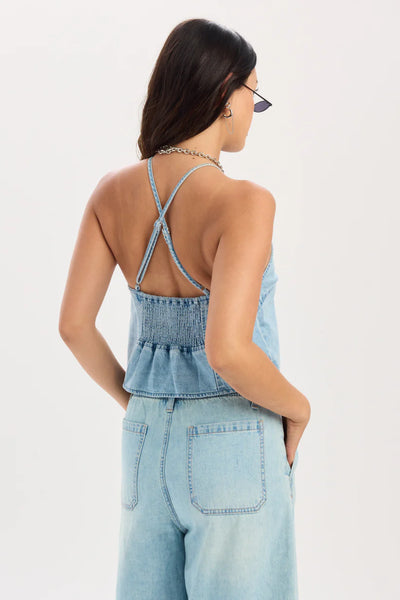 TULIP HALTER TOP IN COASTAL HAZE