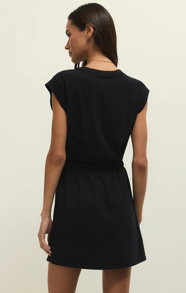 KALANI JERSEY DENIM MINI DRESS IN TRUE BLACK