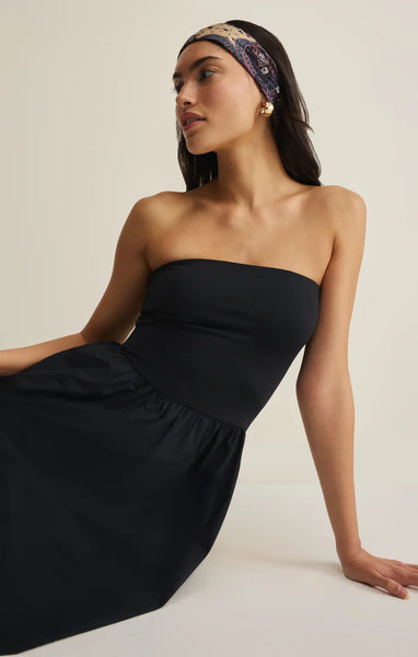 SUNSOUGHT STRAPLESS MIDI DRESS