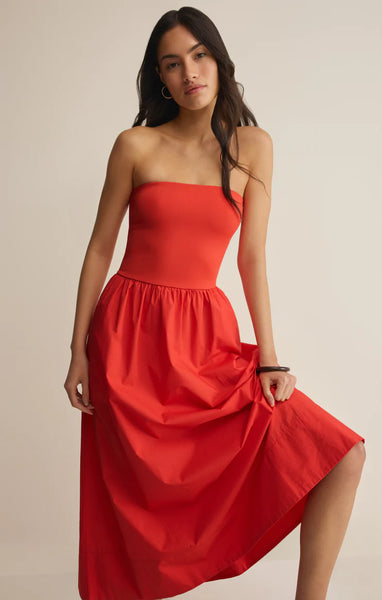 SUNSOUGHT STRAPLESS MIDI DRESS in LYCHEE~~SIZE XS & S LEFT~~FINAL SALE