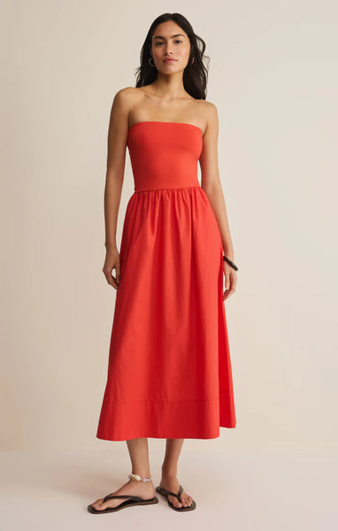 SUNSOUGHT STRAPLESS MIDI DRESS in LYCHEE~~SIZE XS & S LEFT~~FINAL SALE