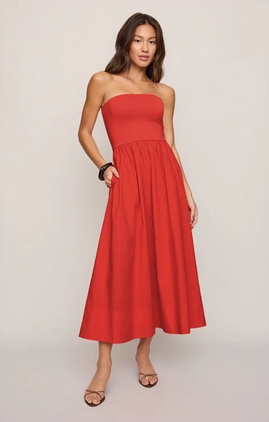 SUNSOUGHT STRAPLESS MIDI DRESS in LYCHEE~~SIZE XS & S LEFT~~FINAL SALE