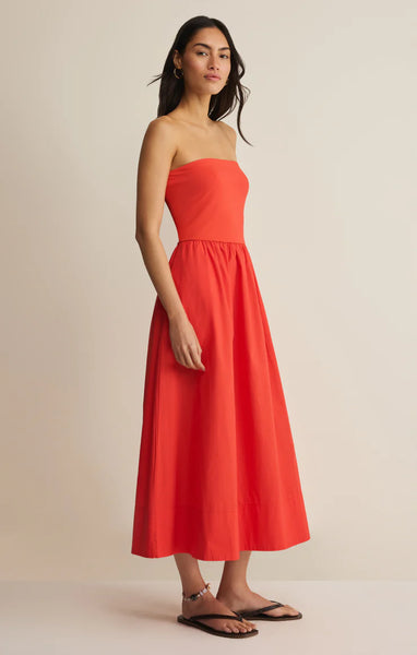 SUNSOUGHT STRAPLESS MIDI DRESS in LYCHEE~~SIZE XS & S LEFT~~FINAL SALE