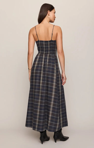 EVERMORE PLAID FLANNEL MIDI DRESS
