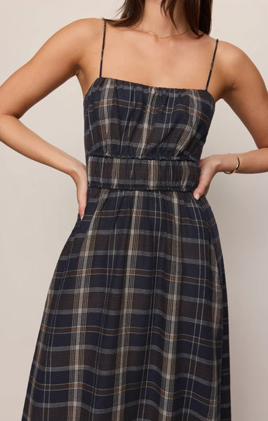 EVERMORE PLAID FLANNEL MIDI DRESS