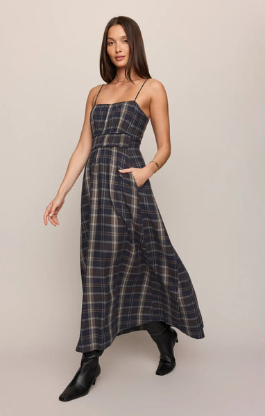 EVERMORE PLAID FLANNEL MIDI DRESS