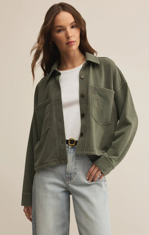 All Day Cropped Knit Jacket In HUNTER GREEN