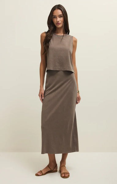 GAIL MIDI SKIRT in PERFECTLY TAUPE