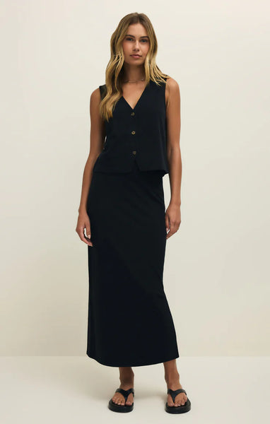 GAIL MIDI SKIRT in BLACK