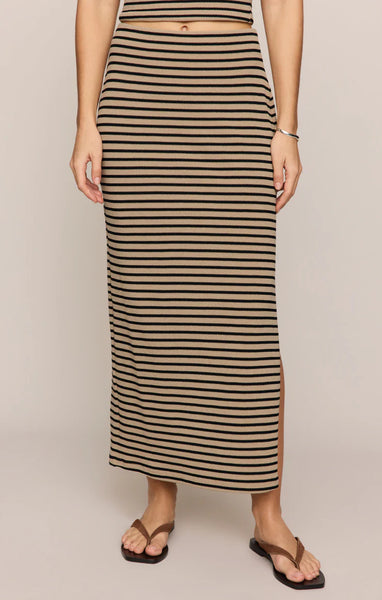 AINSLIE STRIPE MIDI SKIRT in ECLIPSE STRIPE