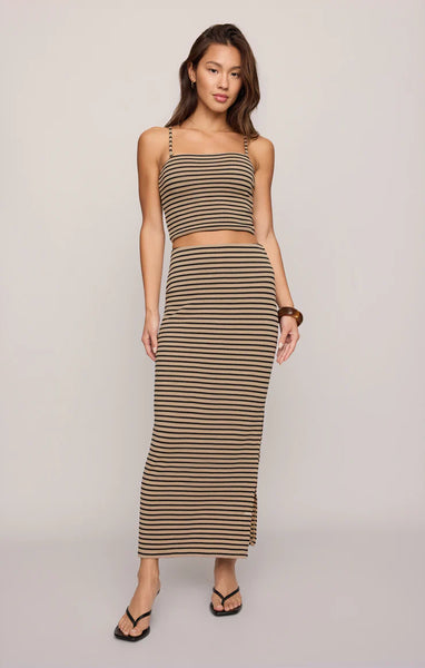 AINSLIE STRIPE MIDI SKIRT in ECLIPSE STRIPE
