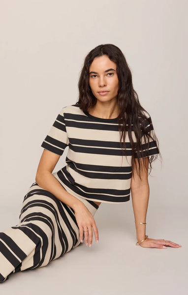 GAIL STRIPED MIDI SKIRT