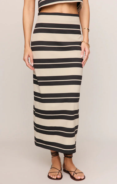 GAIL STRIPED MIDI SKIRT