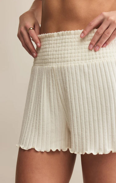 DAWN SMOCKED RIB SHORT in Bone~~SIZE M & L LEFT
