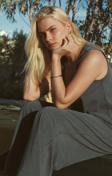 SCOUT JERSEY CROP FLARE PANT in EMERALD COVE