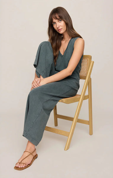 SCOUT JERSEY CROP FLARE PANT in EMERALD COVE
