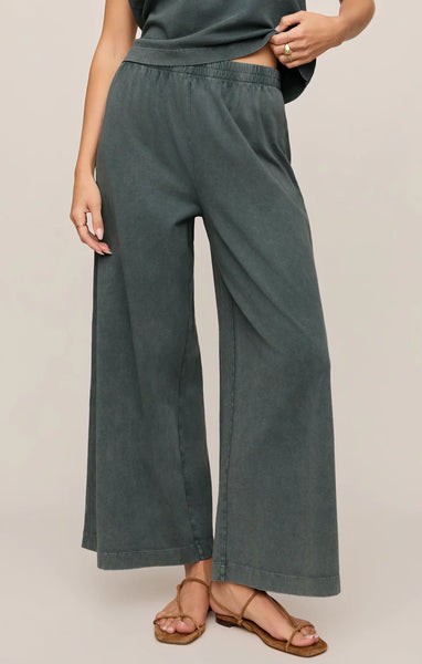 SCOUT JERSEY CROP FLARE PANT in EMERALD COVE