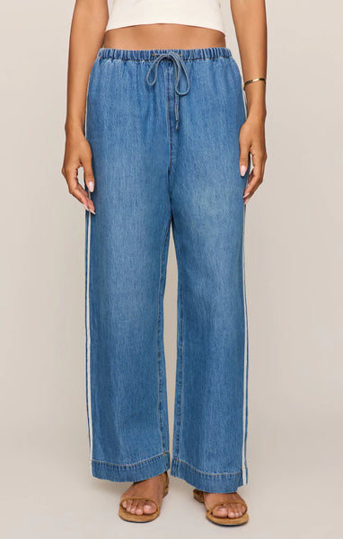 SIDELINES ANKLE DENIM TRACK PANT