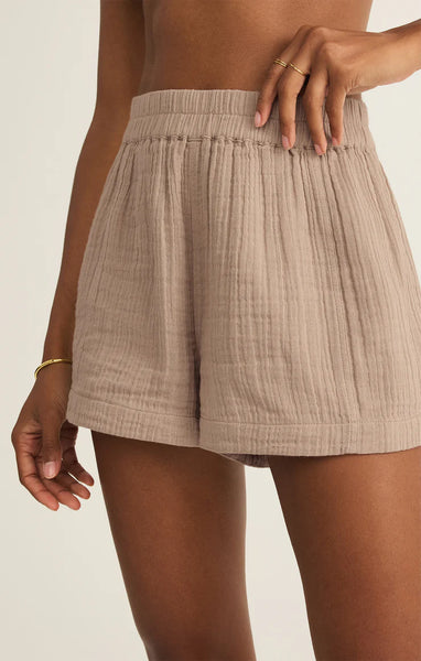 BEACON AIRY GAUZE SHORT in ICED COFFEE~~SIZE XS LEFT~~FINAL SALE