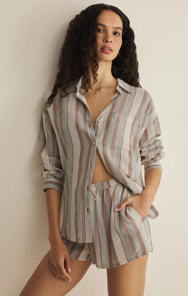 THE PERFECT STRIPED LINEN BUTTON UP