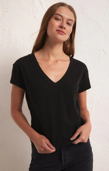 MODERN V-NECK TEE in BLACK