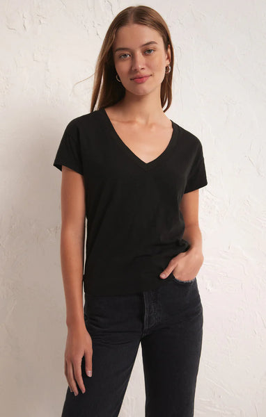 MODERN V-NECK TEE in BLACK