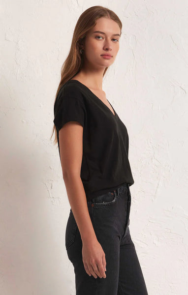 MODERN V-NECK TEE in BLACK
