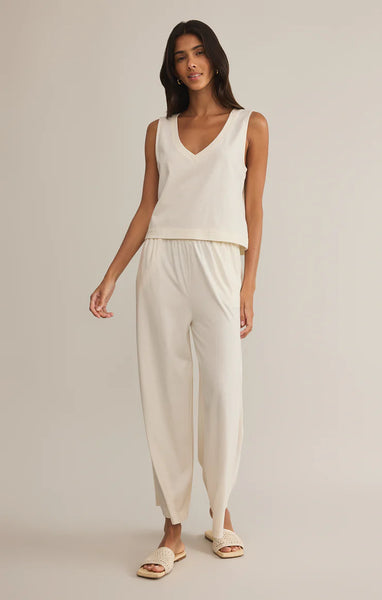 SLOANE V-NECK TOP in SEA SALT