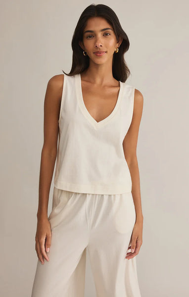 SLOANE V-NECK TOP in SEA SALT