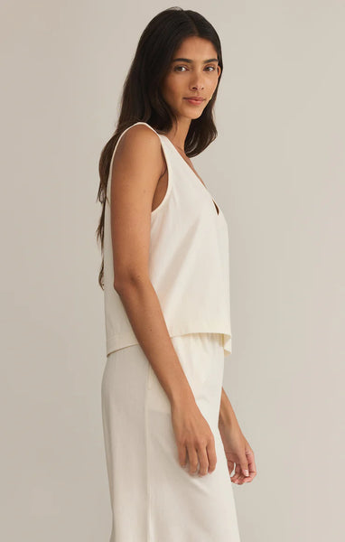 SLOANE V-NECK TOP in SEA SALT