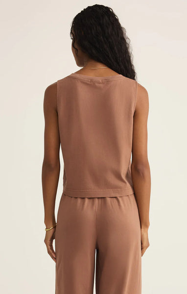 SLOANE V-NECK TOP in Teakwood