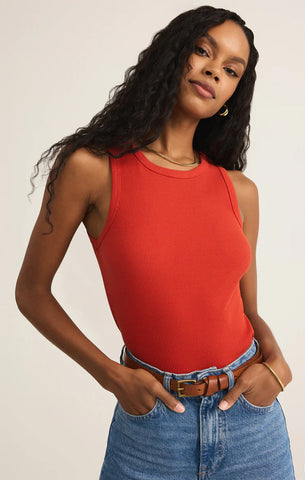 HADLEY RIB TANK in CABANA RED