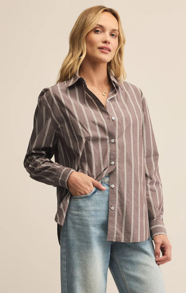 SEAPORT STRIPED POPLIN BUTTON UP