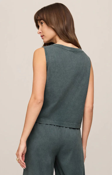 SLOANE COTTON JERSEY TANK in EMERALD COVE