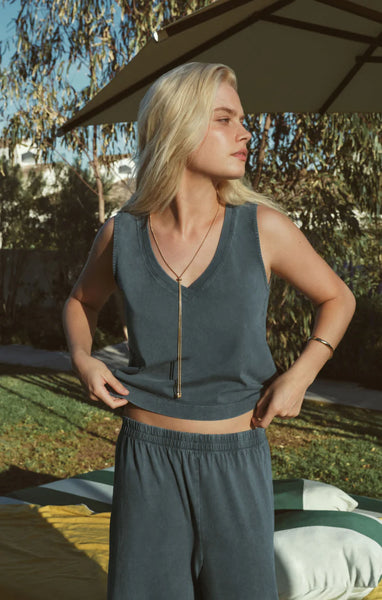 SLOANE COTTON JERSEY TANK in EMERALD COVE
