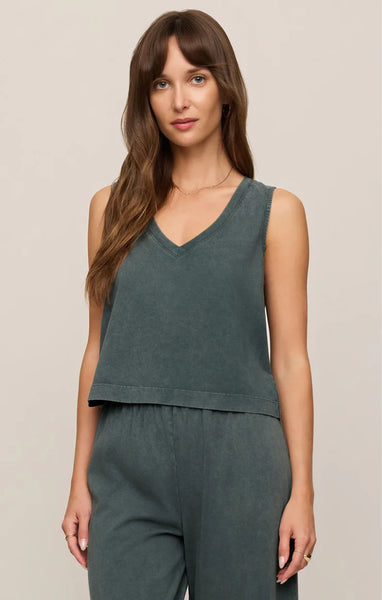 SLOANE COTTON JERSEY TANK in EMERALD COVE