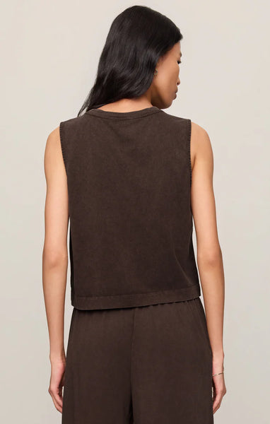 SLOANE COTTON JERSEY TANK in DARK CHOCOLATE