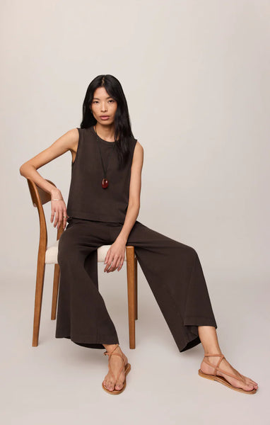 SLOANE COTTON JERSEY TANK in DARK CHOCOLATE