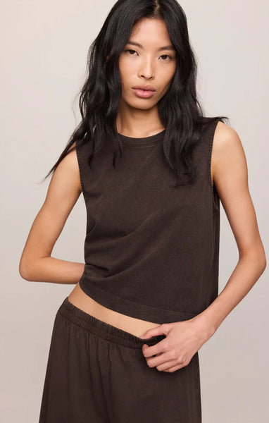SLOANE COTTON JERSEY TANK in DARK CHOCOLATE