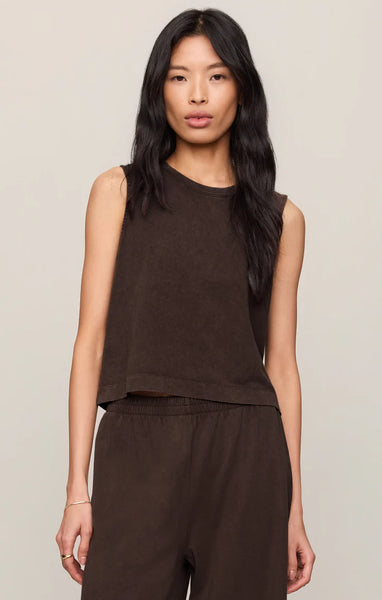 SLOANE COTTON JERSEY TANK in DARK CHOCOLATE