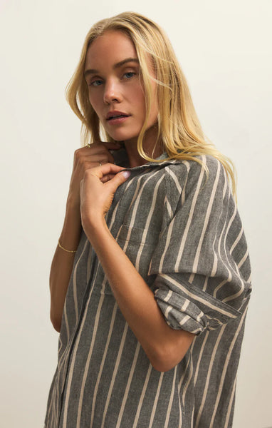 PERFECT LINEN STRIPED TOP