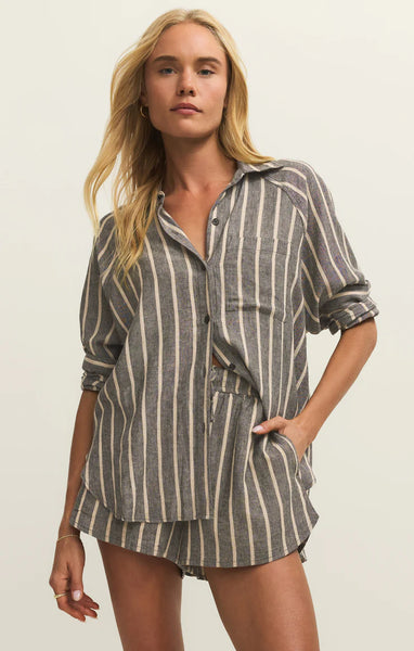 PERFECT LINEN STRIPED TOP
