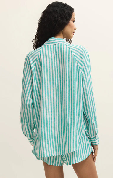 PERFECT LINEN STRIPED TOP in LA PALMA