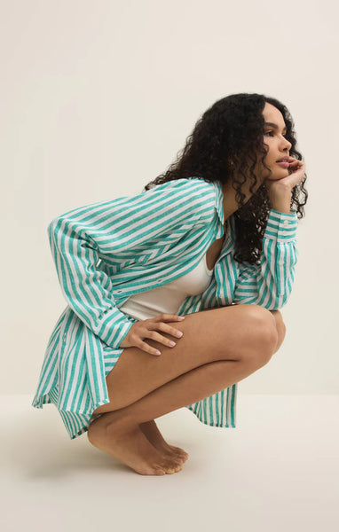 PERFECT LINEN STRIPED TOP in LA PALMA