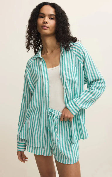 PERFECT LINEN STRIPED TOP in LA PALMA