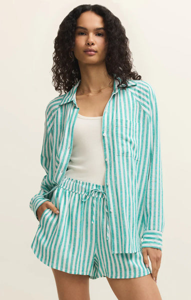 PERFECT LINEN STRIPED TOP in LA PALMA