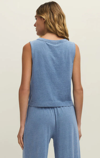 SLOANE V-NECK JERSEY DENIM TOP