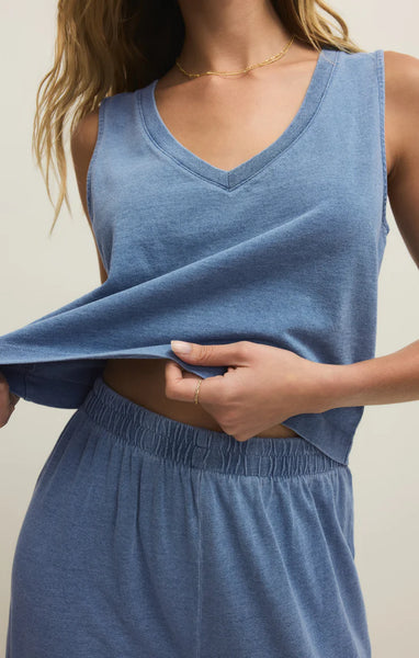 SLOANE V-NECK JERSEY DENIM TOP